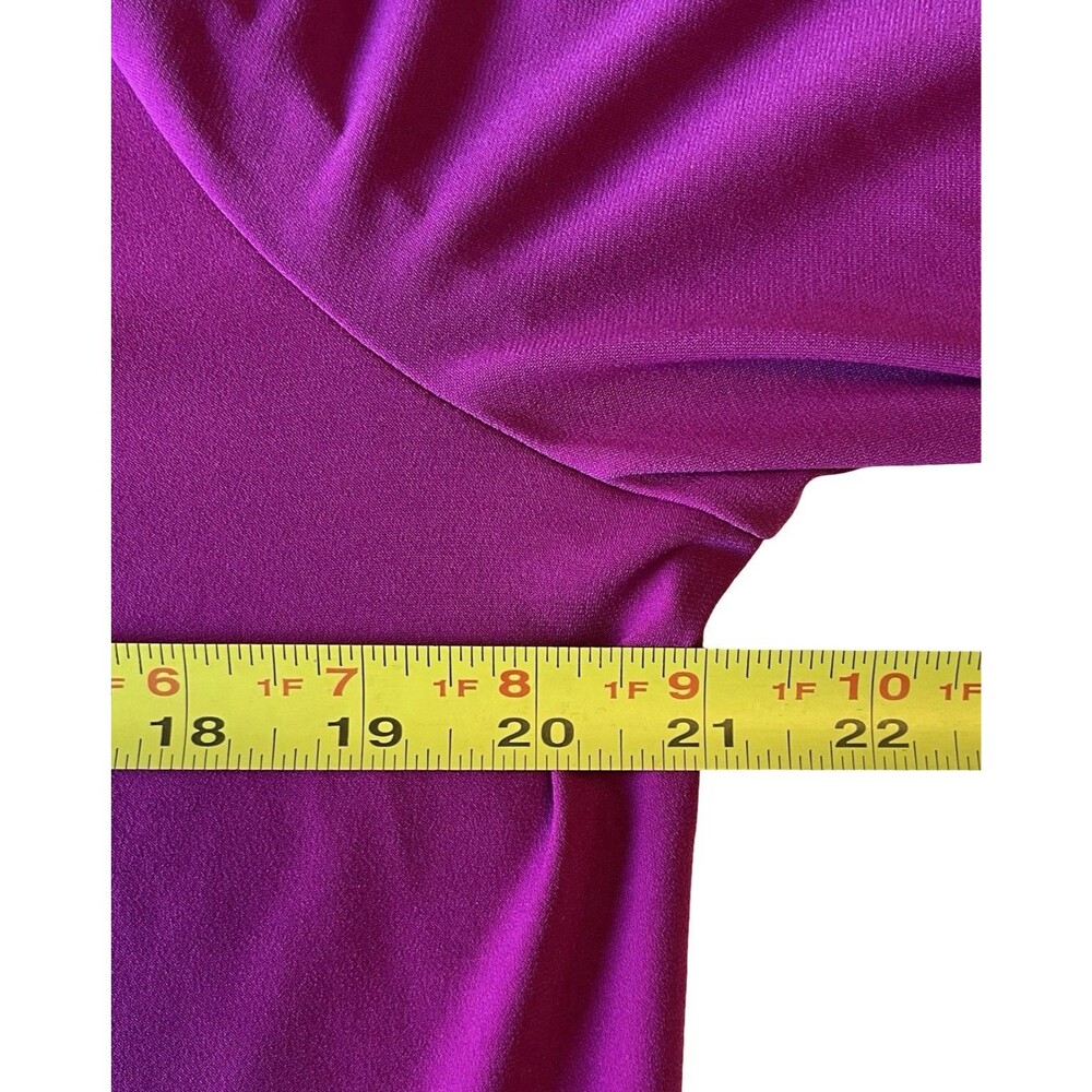 Susan Graver Blouse M Magenta Bateau Ruched Bell Sleeve Stretch Knit QVC - Picture 5 of 9
